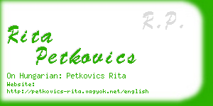 rita petkovics business card